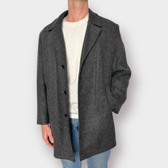 80s Botany‎ 500 gray wool overcoat - Picture 5 of 8